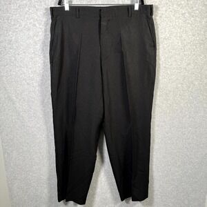 Adolfo Straight‎ Dress Pants Mens 40x32 Black Flat Front Formal Business Oxford